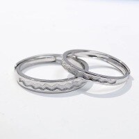 wholesale Silver Metal, Love of a Lifetime Fashionable Minimalist Couple Rings Niche Design High-End Sense Valentine's Day Gift for Boyfriend/Girlfriend Matching Rings Wholesale-PR002571 Opening adjustable