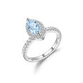 wholesale S925 Sterling Silver Marquise Candy Color Ring with Natural Blue Garnet 5*10mm Gemstone Topaz-0-1