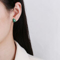 wholesale S925 Sterling Silver European and American Cross-Border Niche Design 3D Heart Gradient Green Trendy Stud Earrings-0-3