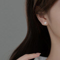 wholesale S925 silver earrings, Korean-style, elegant, simple, and fresh, interlocking hoop with diamond inlay, ear accessories M01053-0-2