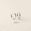 wholesale S925 Sterling Silver Minimalist Korean Plain Circle Round Ear Studs Light Surface Multiple Sizes Stackable Ear Hoops-0-7