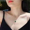 wholesale S925 Silver Inadvertently Elegant Pendant with Chain, Lab-Grown Emerald Gemstone Necklace Jewelry, Source Spot Silver Necklace-0-3
