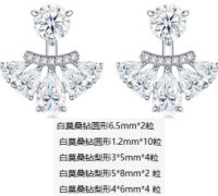 S925 Sterling Silver Versatile Elegant Two-Way Stackable Earrings for Women, European and American Cross-Border Hot Seller, Ins Style-E15898 Moissanite (1 carat + 10 beads) * 2 pieces  Two styles for wearing
