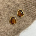 wholesale S925 sterling silver with synthetic tiger's eye earrings, vintage, brightening, high-end, lightweight luxury, versatile for daily wear-0-0