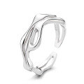wholesale S925 Sterling Silver Double-Layer Hollow Irregular Opening Ring Minimalist Ins Versatile Light Luxury Jewelry-0-4
