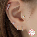 wholesale S925 Sterling Silver 16G Flat Head Threaded Cartilage Ear Stud with Floral Design, MinimalistIns Style-0-2