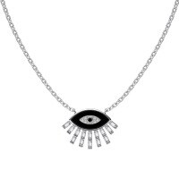 wholesale S925 Sterling Silver High-End INS Style Women's Creative Blue Eye Hand Design Light Luxury Evil Eye Necklace-Platinum DY190745-SW-WH 925 silver
