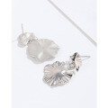 wholesale 925 Sterling Silver Minimalist Advanced Style Lotus Leaf Earrings for Women, Small Design Stud Earrings, Light Luxury Elegant Ear Accessories-0-3