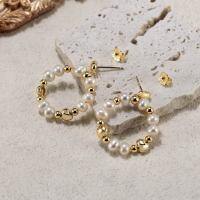 wholesale 14K Gold 925 Sterling Silver Natural Baroque Pearl Korean Fashion Minimalist Earrings New Arrival in January 2024-Electroplated 14K gold, approximate weight: 4.8g 925 silver