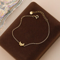 wholesale S925 Sterling Silver Crossant Bracelet for Women, Vintage French Minimalist Luxury Fashion。-L771-Gold 925 Silver