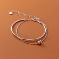 wholesale S925 silver double-layer sweet bracelet for women, chain petite fresh style with embedded diamonds small cylinder rotating jewelry S4593-0-1