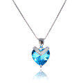 wholesale S925 Sterling Silver Korean Fashion Sweet Romantic Crystal Heart-shaped Zircon Pendant Necklace for Women-0-4