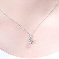 wholesale S925 Sterling Silver Cross-border Women's Moissanite Classic Six-Prong Simulated Diamond Pendant Necklace Zhou's Style Source Factory-0-3