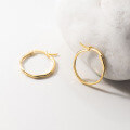 wholesale S925 silver irregular concave-convex surface hollow circular ear clasps, minimalist circle earrings M04214-0-2