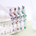 wholesale 925 Sterling Silver Original Design Small Gemstone Earrings with Natural Topaz, Garnet, Green Agate, and Amethyst-0-1