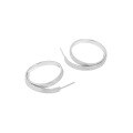 wholesale S925 Sterling Silver Geometric Minimalist Versatile Brushed Finish Light Luxury Earrings for Women-0-5