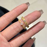 wholesale S925 Sterling Silver Vintage Brushed Single Diamond Ring Minimalist Band Light Luxury Versatile Exquisite Unique Couple Matching Rings Diamond Wedding Ring-Slim women's model>Adjustable opening