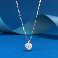 wholesale Gold/Silver 925 Sterling Silver 7*7 Heart Pendant Necklace for Women, Minimalist and Elegant, Live Streaming-N490 White Heart Necklace 925 Silver