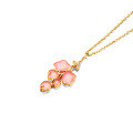 wholesale S925 silver Japanese-style luxury jewelry pink enamel petal pendant, Spring Floral Series necklace-0-4