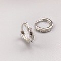 wholesale S925 Sterling Silver Hollow Double-Layer Striped Diamond-Inlaid Ear Clasps, Fashionable Minimalist Niche Design Earrings Gift for Women-0-0