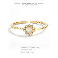 wholesale S925 Sterling Silver Ins Flower Zircon Opal Adjustable Ring,-0-3