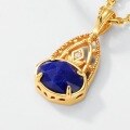 wholesale 925 Sterling Silver Gold Plated Vintage Natural Lapis Lazuli Necklace Women, Japanese agete Mystical Forest Niche Jewelry-0-2