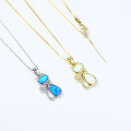 wholesale 925 Silver Whimsical Japanese-style Playful Cat Opal OPAL Pendant Necklace for Women White Opal Jewelry-0-2