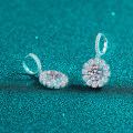 S925 Sterling Silver Moissanite Sunflower Earrings-0-0