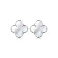 wholesale 925 Sterling Silver Four-Leaf Clover Bracelet with White Mother-of-Pearl Necklace and Earrings Set, Ins Small and Unique High-End Women's Jewelry-0-7