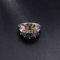 wholesale S925 Silver Natural Topaz Ring with Tourmaline, Garnet, and Peridot Gemstones Cross-BorderRing-0-0