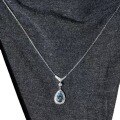 wholesale S925 Sterling Silver Blue Teardrop Aquamarine Necklace Women Summer Fresh Birthstone Collarbone Chain-0-4