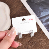 Sterling Silver Rhinestone Earrings for Women, 2025 Winter Sparkling Elegant Studs-MR-0459 (3.89G)
