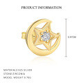 wholesale S925 Sterling Silver Star And Moon Tassel Earrings With Zircon, Light Luxury, Fashion, And Versatile-0-4