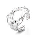 wholesale S925 sterling silver irregular hollow embossed foil paper open ring, European and American luxury style finger ring-0-4