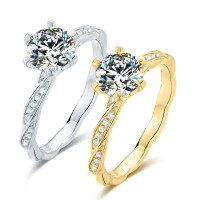 wholesale S925 Sterling Silver Fashionable and Luxurious Moissanite Ring, Finger-Wrapped Design with 1-Carat Gemstone Moissanite Engagement Ring-1 carat moissanite ring>Hong Kong code No. 15