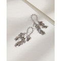 wholesale 925 Sterling Silver High-end Leaf Tassel Drop Earrings for Women, Small Batch Design, Exquisite Light Luxury Elegant Ear Studs Earrings-0-3