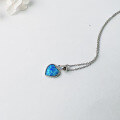 wholesale 925 Silver Simple and Versatile Heart-shaped Opal Pendant Blue and White Opal Jewelry Necklace Pendant-0-1