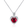 wholesale S925 silver jewelry new style pigeon blood red 8*8 heart-shaped round diamond pendant necklace for women, classic and simple fashion design-0-1