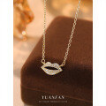wholesale S925 Sterling Silver Exaggerated Lip Pendant with Zircon Necklace for Women-0-0