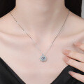S925 Sterling Silver Moissanite Full-Drill Square Pendant Necklace, Wholesale-0-2