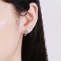 wholesale S925 sterling silver cross-border new four-prong 50-point moissanite earrings for women, high-end ear hoop wholesale-0-1