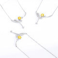 wholesale S925 Sterling Silver Red Elk Oval Necklace with Sun, Moon, Stars and Yellow Diamonds, Featuring Elegant Lines and French Luxury Style for Women-0-3