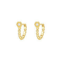 wholesale S925 Sterling Silver Wholesale French Geometric Tassel Earrings With Micro-inlaid Zirconia-E4495-Gold 925 Silver