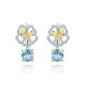wholesale S925 Silver Designer Natural Topaz Earrings, Butterfly Blossom Nature-Inspired Design-0-4