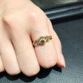 wholesale 10K Gold New Irregular Wave Fence Bar Plain Gold Ring Women's Fashion-0-1