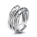 wholesale S925 silver European and American cross-border niche retro multi-layer wrap punk heavy metal design open ring-0-5
