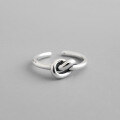 wholesale S925 Sterling Silver AR969 Korean Style Vintage Fashion Distressed Knot Open Ring-0-0