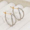 wholesale S925 silver plated with 14K gold minimalist French vintage-inspired irregular line hollow-out design earrings-0-1