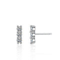 S925 Silver Three-Life Stone Earrings Women's Simple Wedding Moissanite Gift-0-4