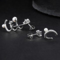 wholesale S925 silver fashion luxury earrings three-piece set, inlaid with natural freshwater pearls and matching 5A cubic zirconia earrings and ear clips-0-4